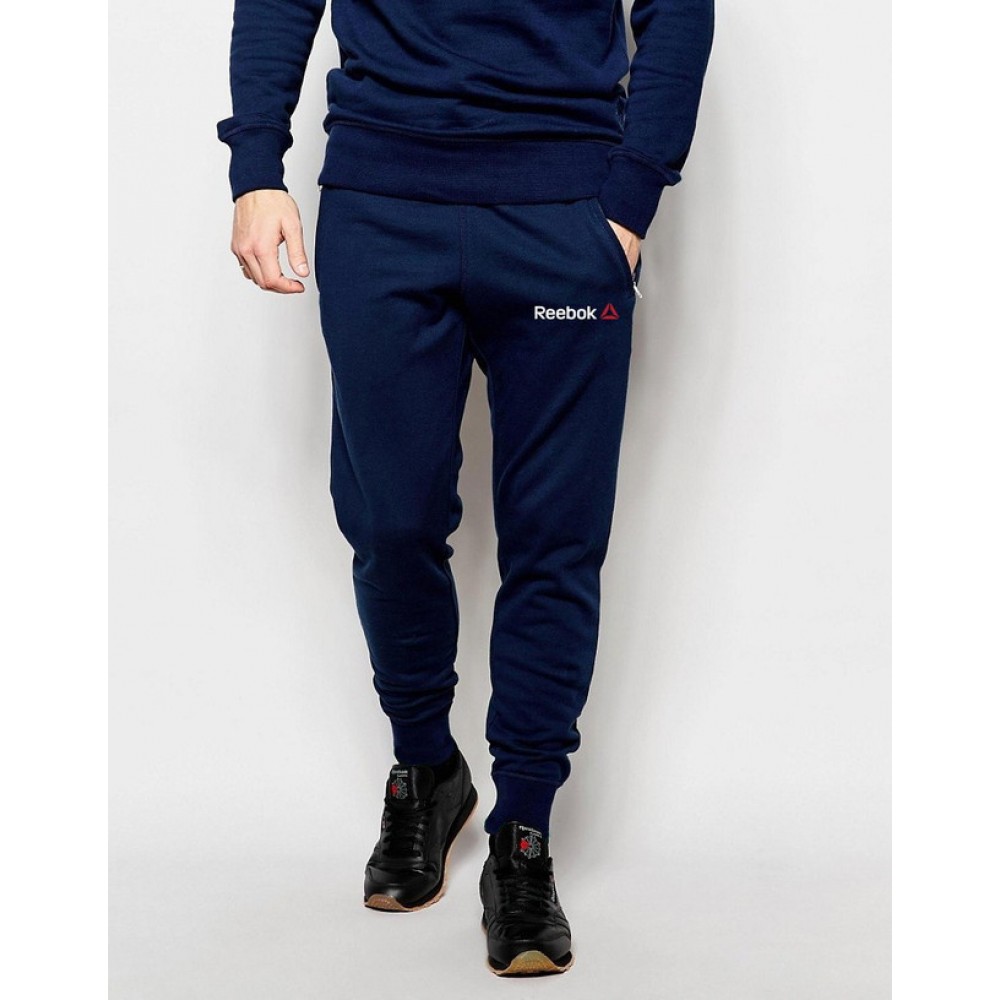 Мужские штаны спортивные Reebok Рибок темно-синие (РЕПЛИКА)