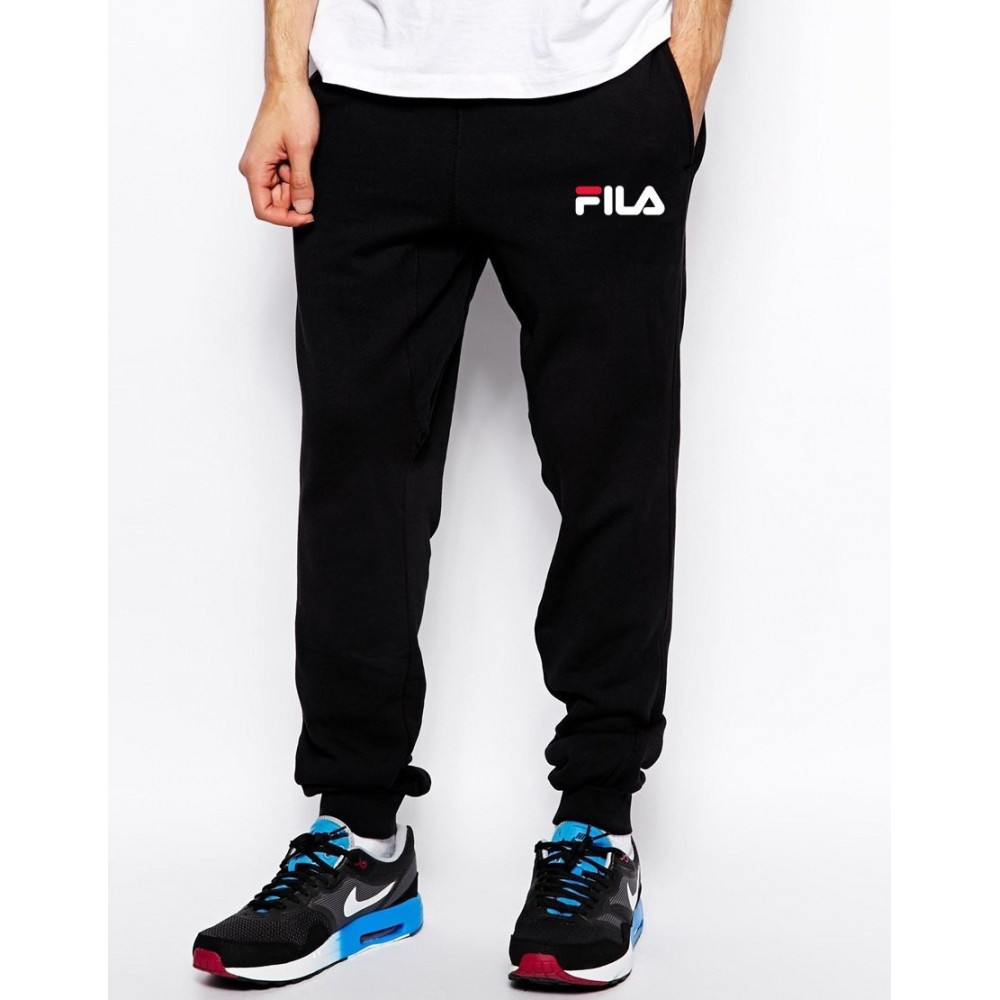 Модные спортивные штаны для парня Fila Фила  черные (РЕПЛИКА)