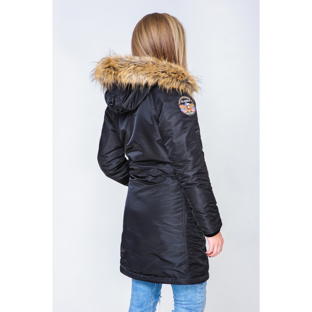 Женская зимняя куртка парка аляска черного цвета от Olymp, качественная женская зимняя куртка 100% нейлон!