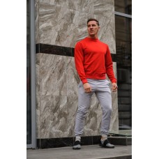 Мужской спортивный костюм - красный свитшот и серые штаны (весна-осень)