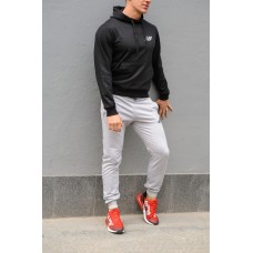 Мужской спортивный костюм New Balance (Нью Бэлэнс), черная худи и серые штаны весна-осень (реплика)