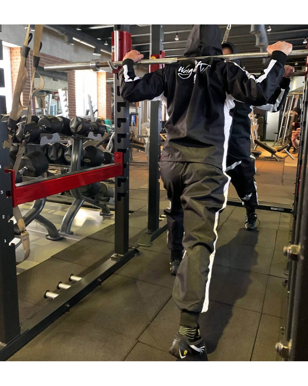 Костюм для сгонки веса Weight Killer  черный с белыми лампасами 10004 