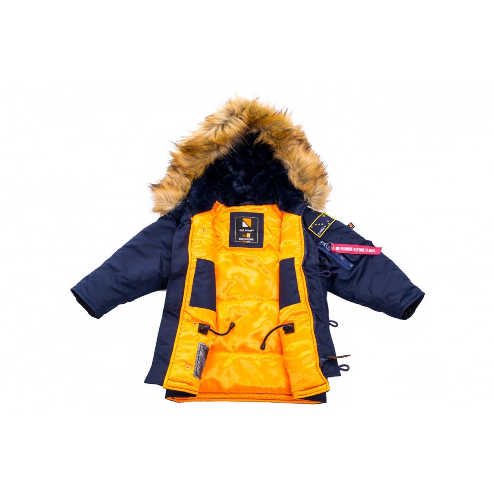 Куртка детская Аляска N-3B KIDS с нашивками. Синя