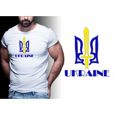 Мужская футболка патриотическая UKRAINE белая