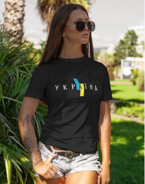 Чорна жіноча футболка з написом "Україна" Mishe 21100013