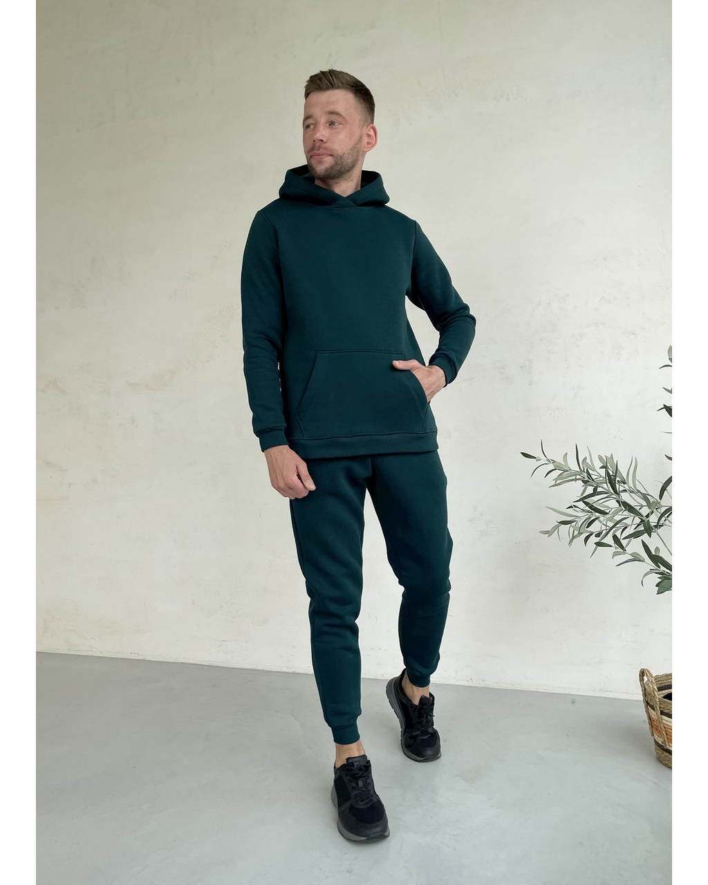 Теплий зимовий чоловічий спортивний костюм зелений Merlini Франс