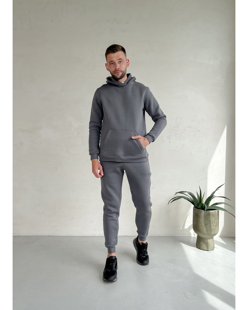 Теплый зимний мужской спортивный костюм серый Merlini Франс