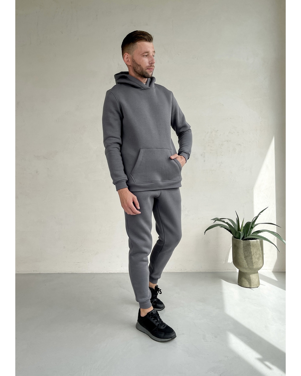 Теплый зимний мужской спортивный костюм серый Merlini Франс