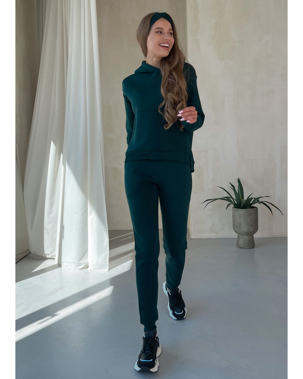 Теплый спортивный костюм с укороченным худи зелёный Merlini Нант 100001042