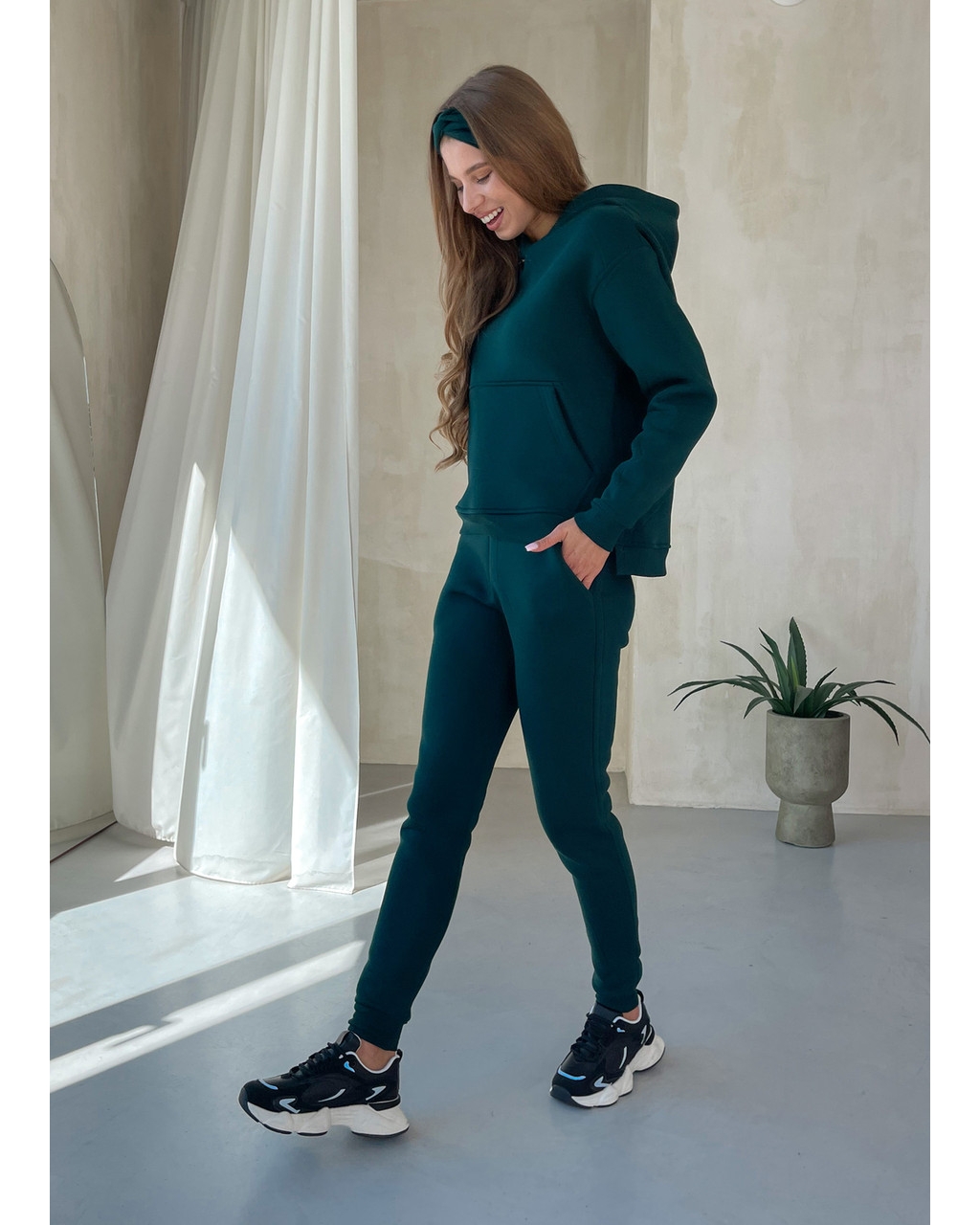 Теплый спортивный костюм с укороченным худи зелёный Merlini Нант 100001042