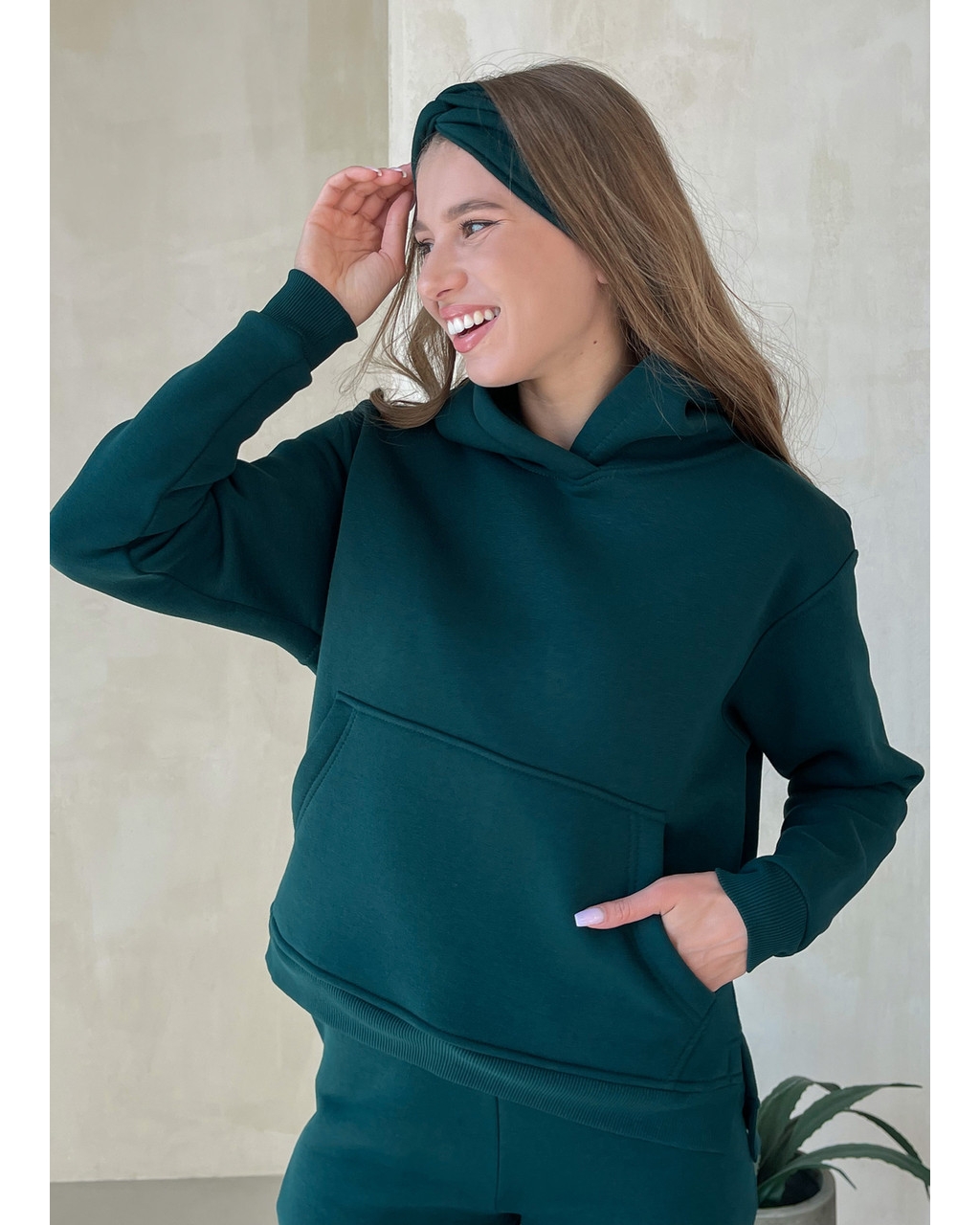 Теплый спортивный костюм с укороченным худи зелёный Merlini Нант 100001042