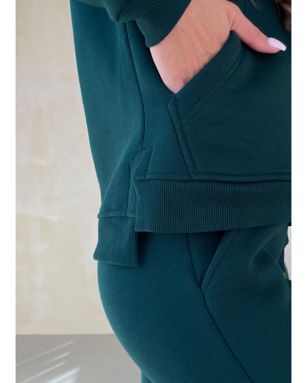 Теплый спортивный костюм с укороченным худи зелёный Merlini Нант 100001042