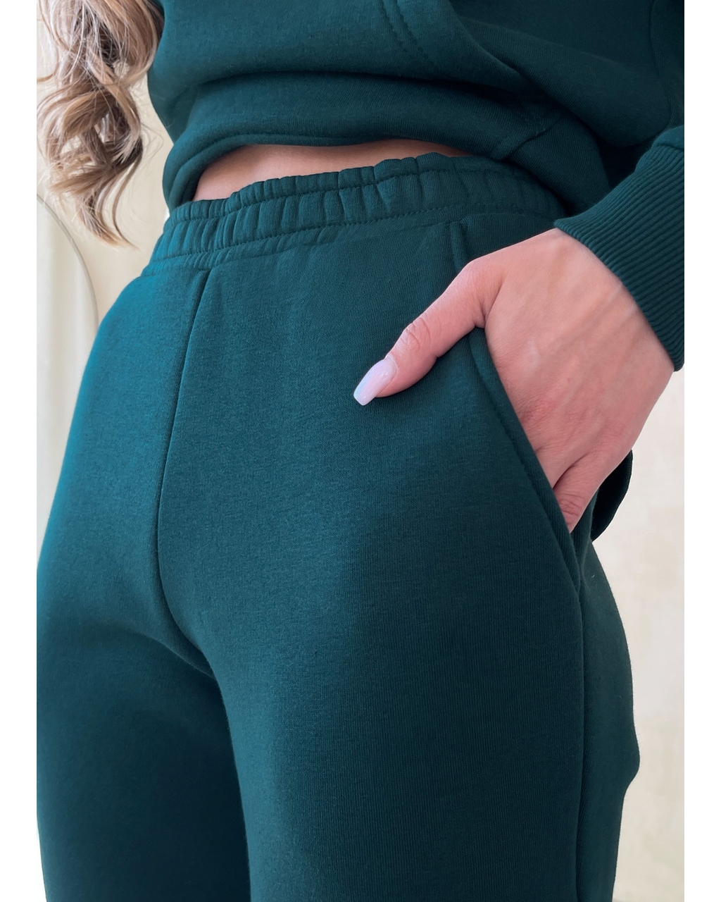 Теплый спортивный костюм с укороченным худи зелёный Merlini Нант 100001042