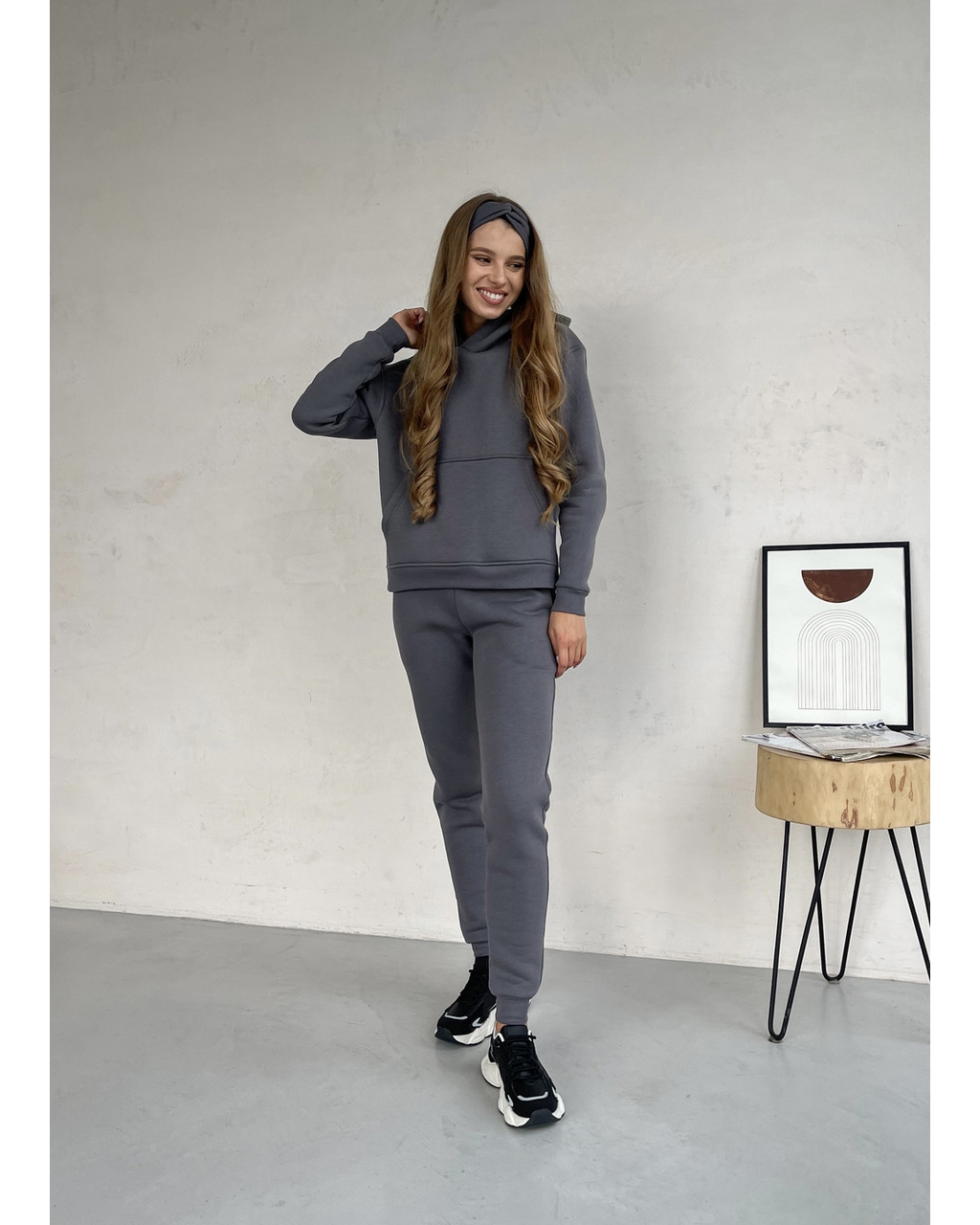 Теплый спортивный костюм с укороченным худи серый Merlini Нант 100001043