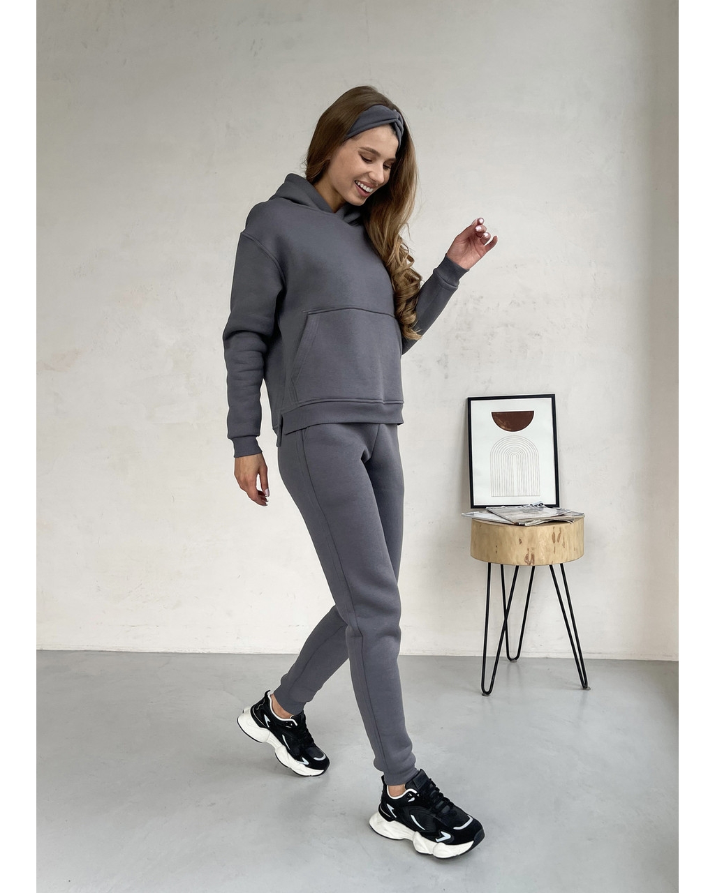 Теплый спортивный костюм с укороченным худи серый Merlini Нант 100001043