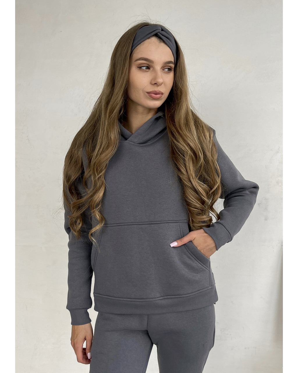 Теплый спортивный костюм с укороченным худи серый Merlini Нант 100001043