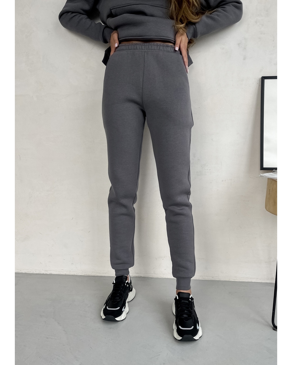 Теплый спортивный костюм с укороченным худи серый Merlini Нант 100001043