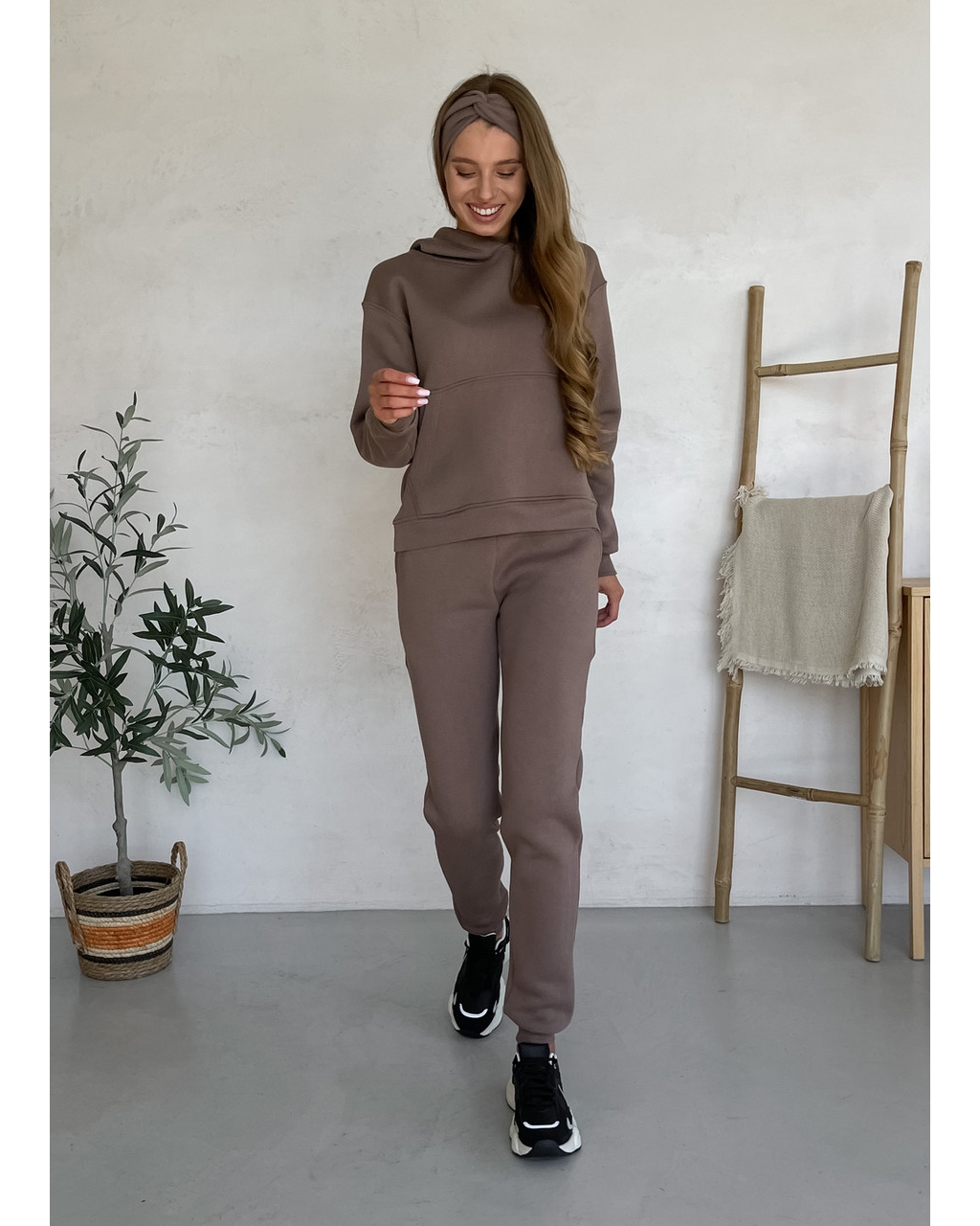 Теплый спортивный костюм с укороченным худи бежевый Merlini Нант 100001044