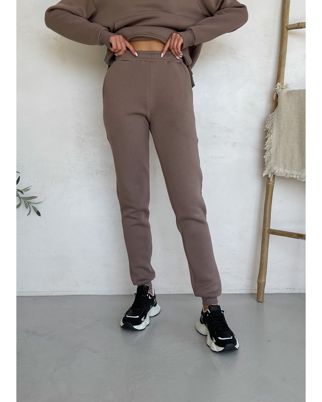 Теплый спортивный костюм с укороченным худи бежевый Merlini Нант 100001044