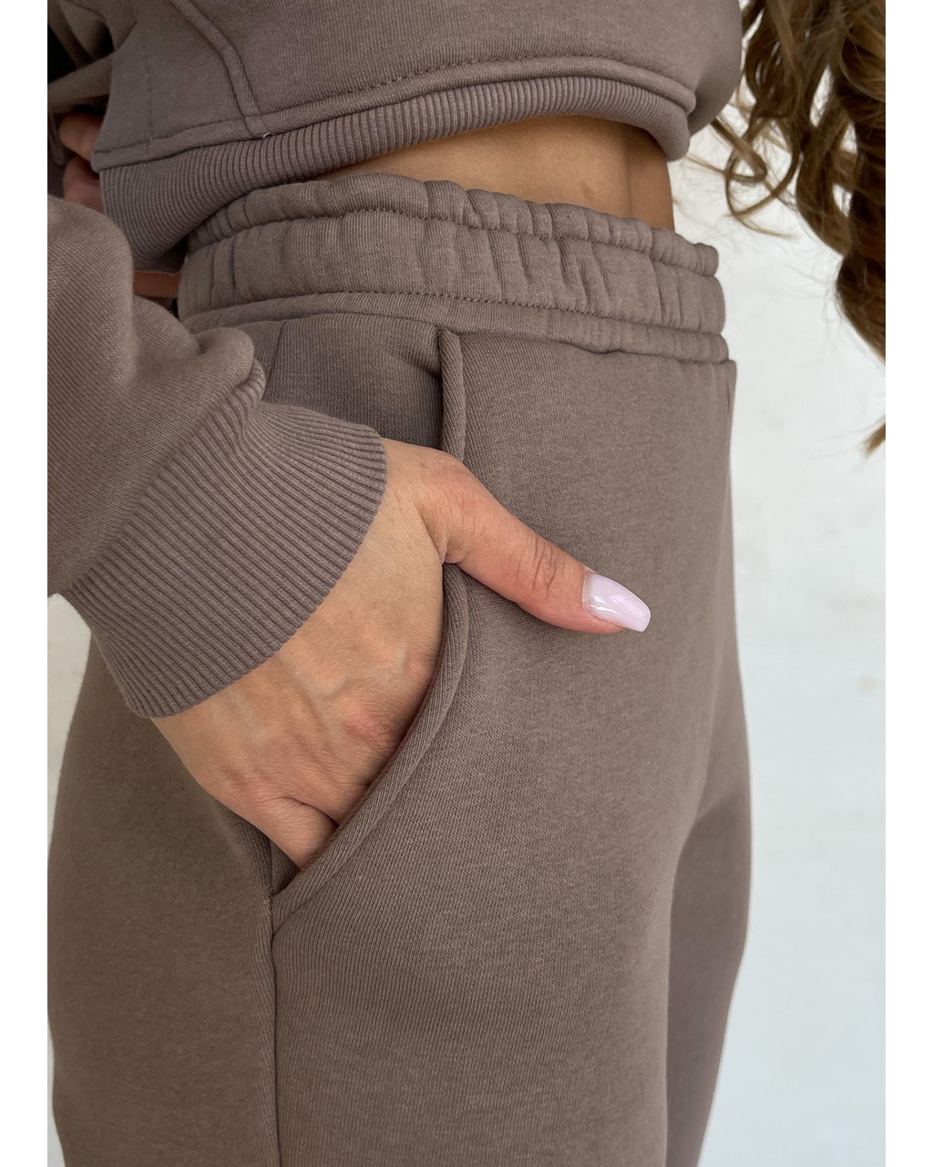 Теплый спортивный костюм с укороченным худи бежевый Merlini Нант 100001044