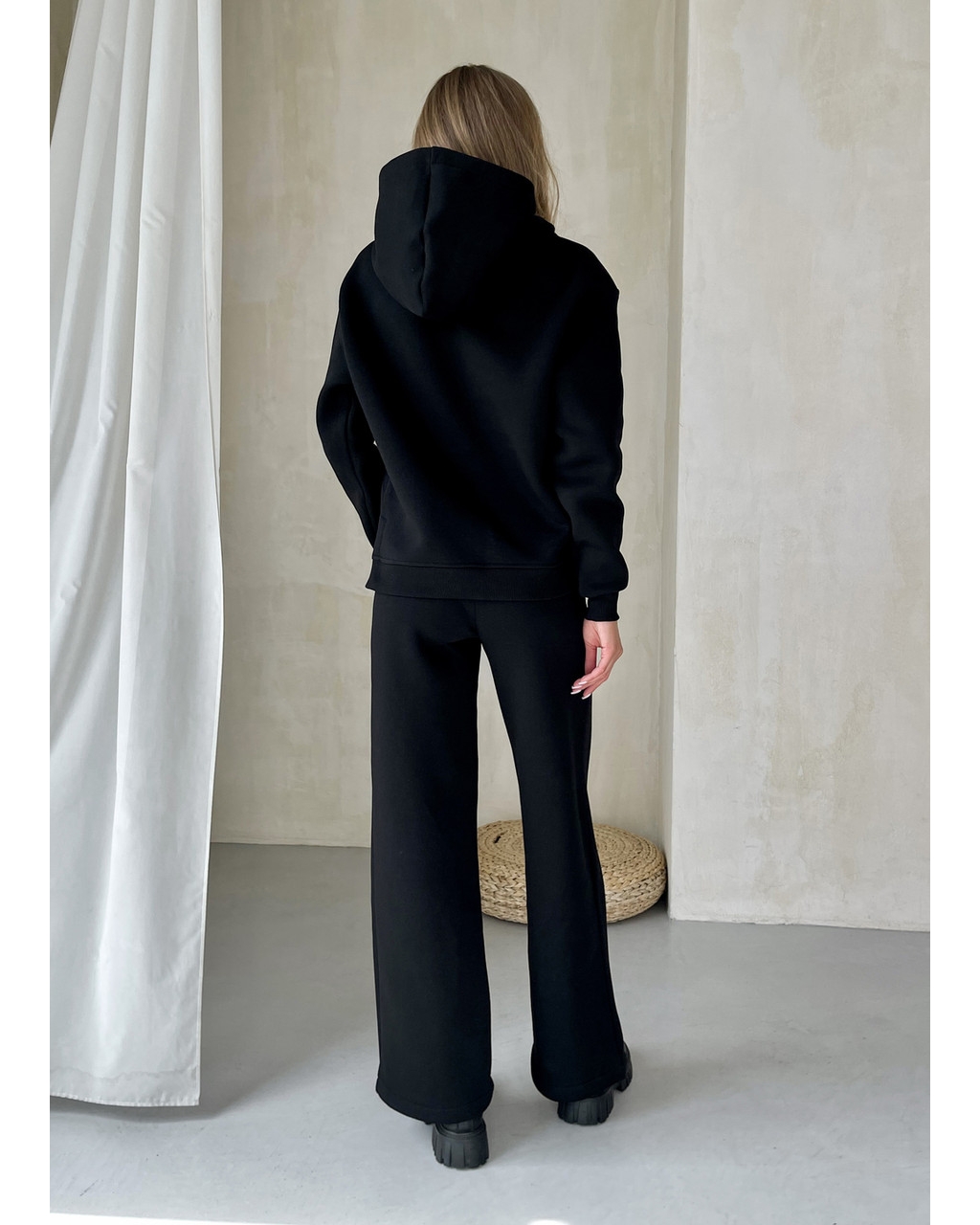 Теплый костюм с широкими штанами и худи черный Merlini Тулон 100001061