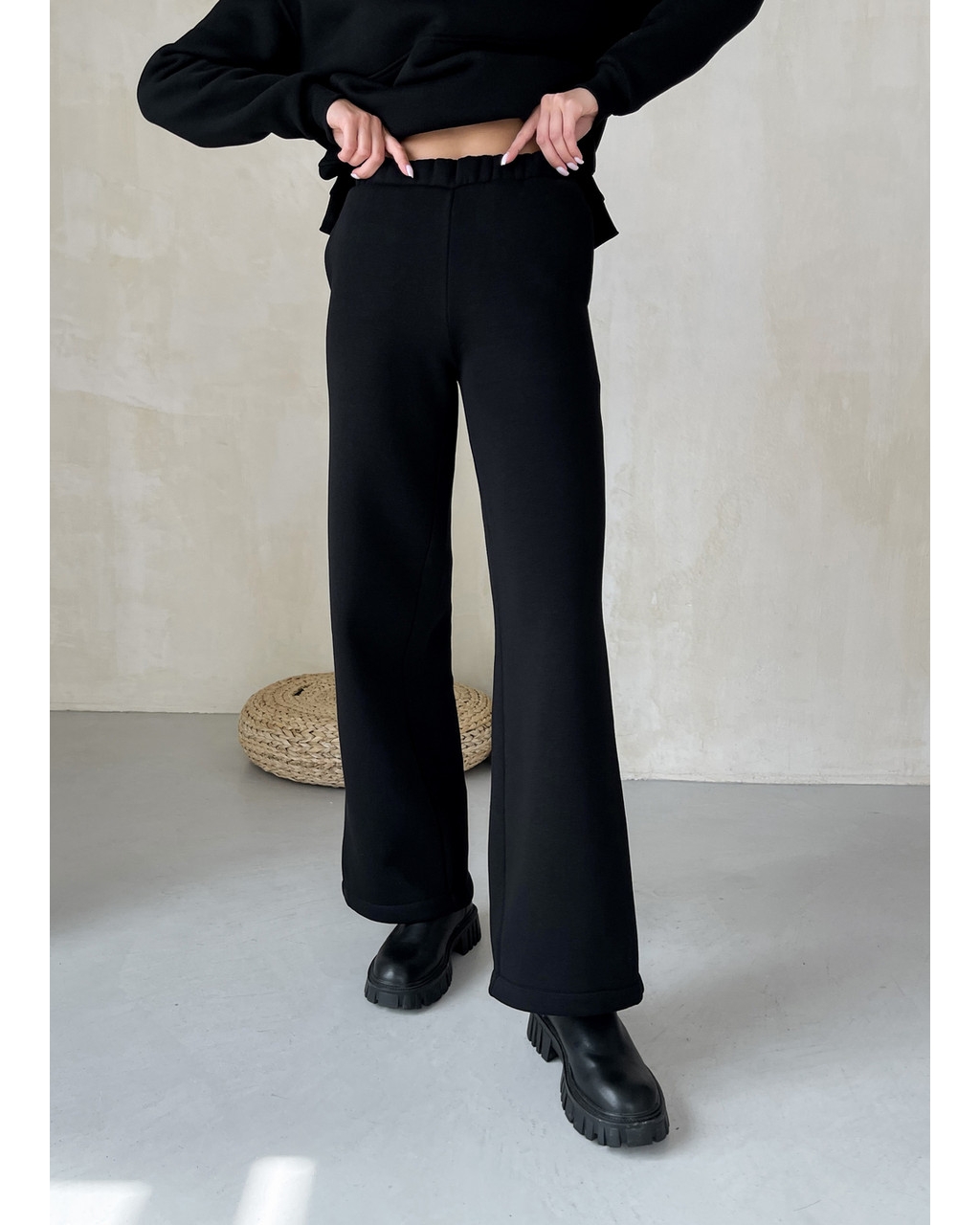 Теплый костюм с широкими штанами и худи черный Merlini Тулон 100001061