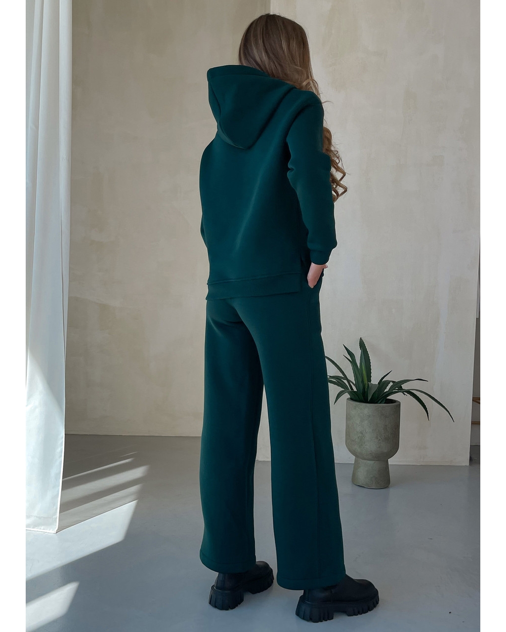 Теплий костюм з широкими штанами та худи зелений Merlini Тулон 100001062