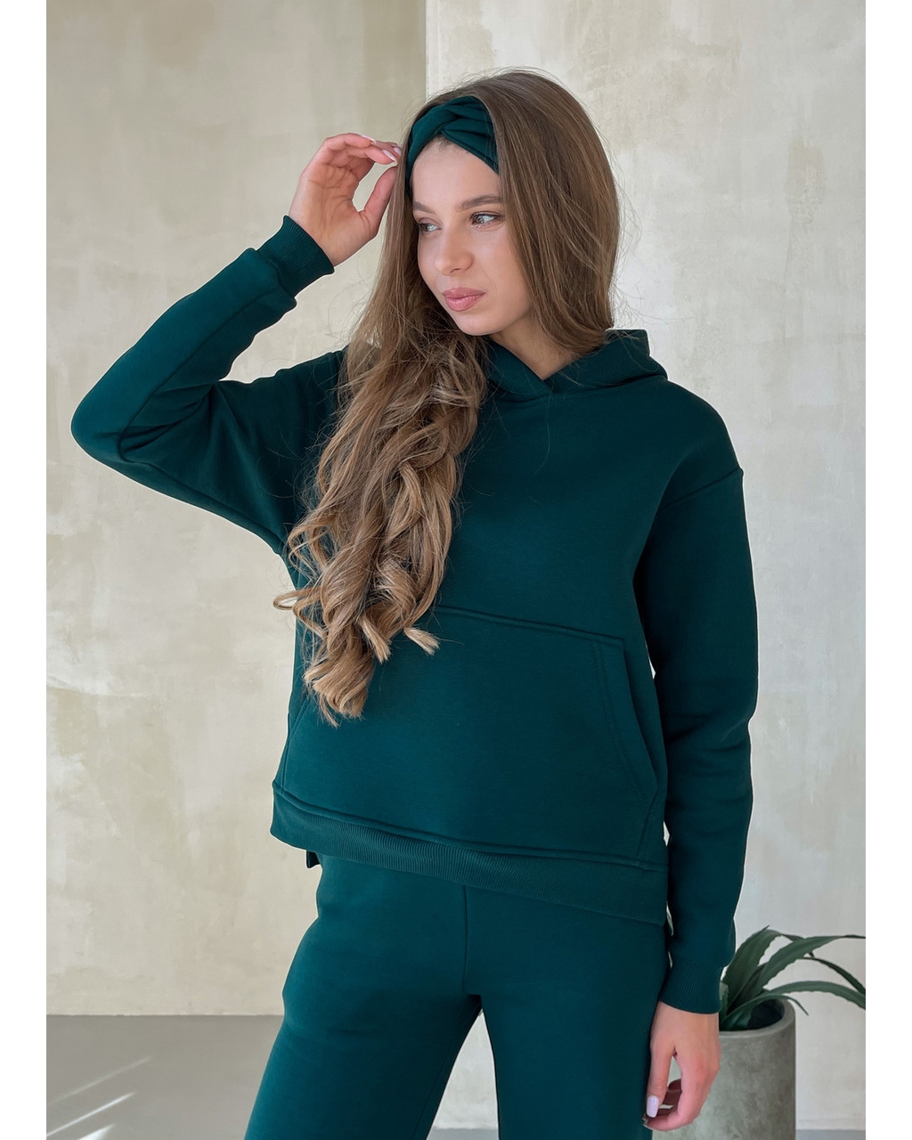 Теплий костюм з широкими штанами та худи зелений Merlini Тулон 100001062