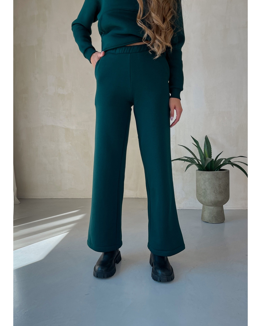 Теплий костюм з широкими штанами та худи зелений Merlini Тулон 100001062