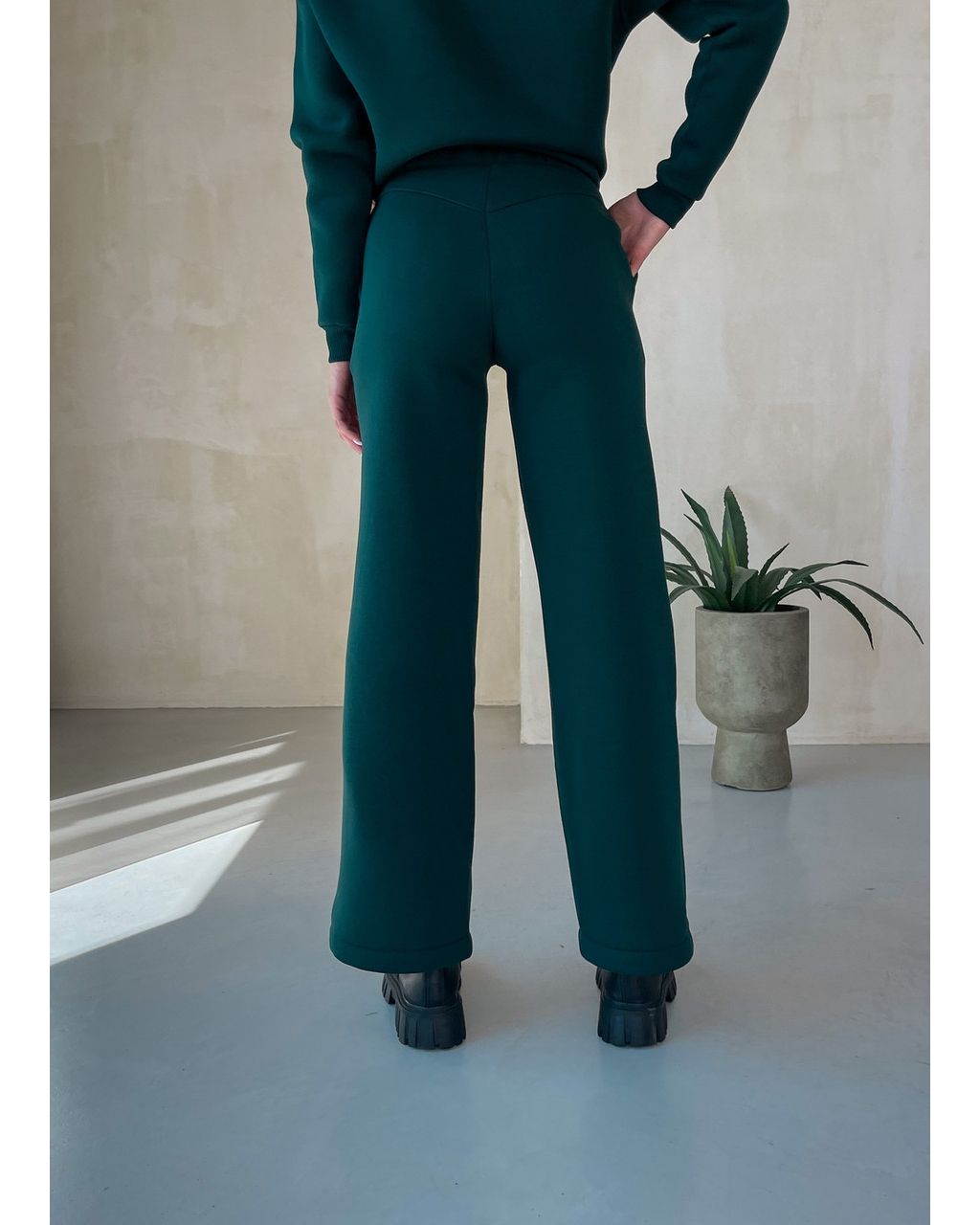 Теплий костюм з широкими штанами та худи зелений Merlini Тулон 100001062