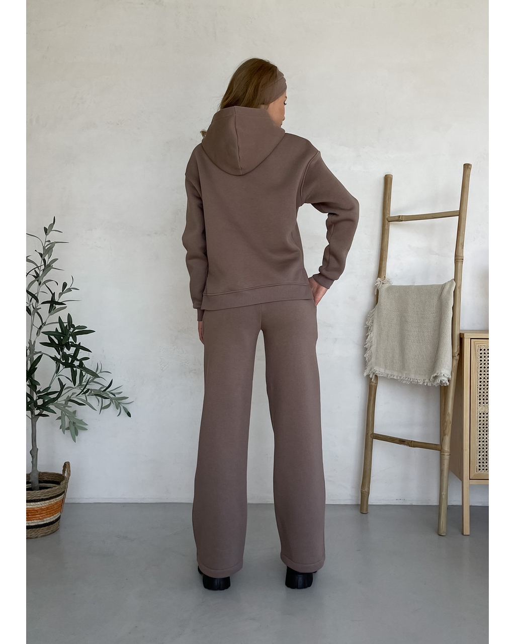 Теплый костюм с широкими штанами и худи бежевый Merlini Тулон 100001064