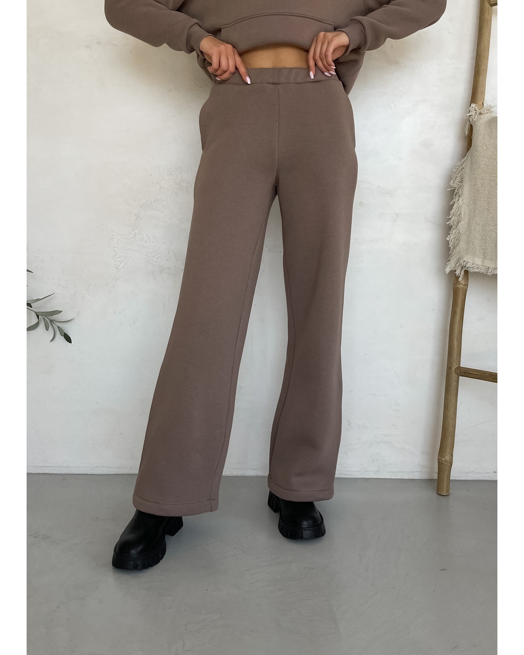 Теплый костюм с широкими штанами и худи бежевый Merlini Тулон 100001064