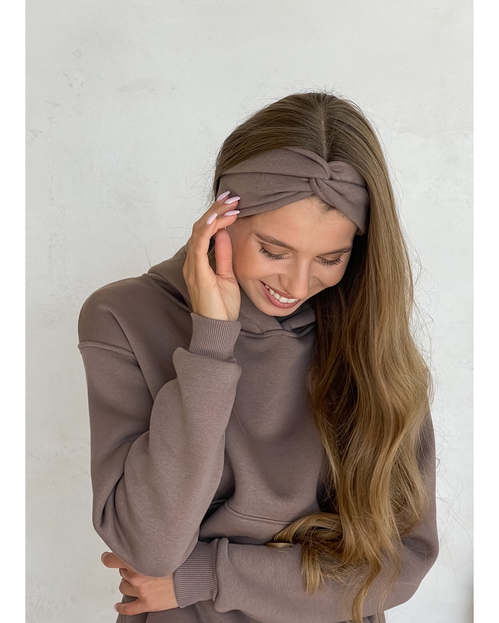 Теплый костюм с широкими штанами и худи бежевый Merlini Тулон 100001064