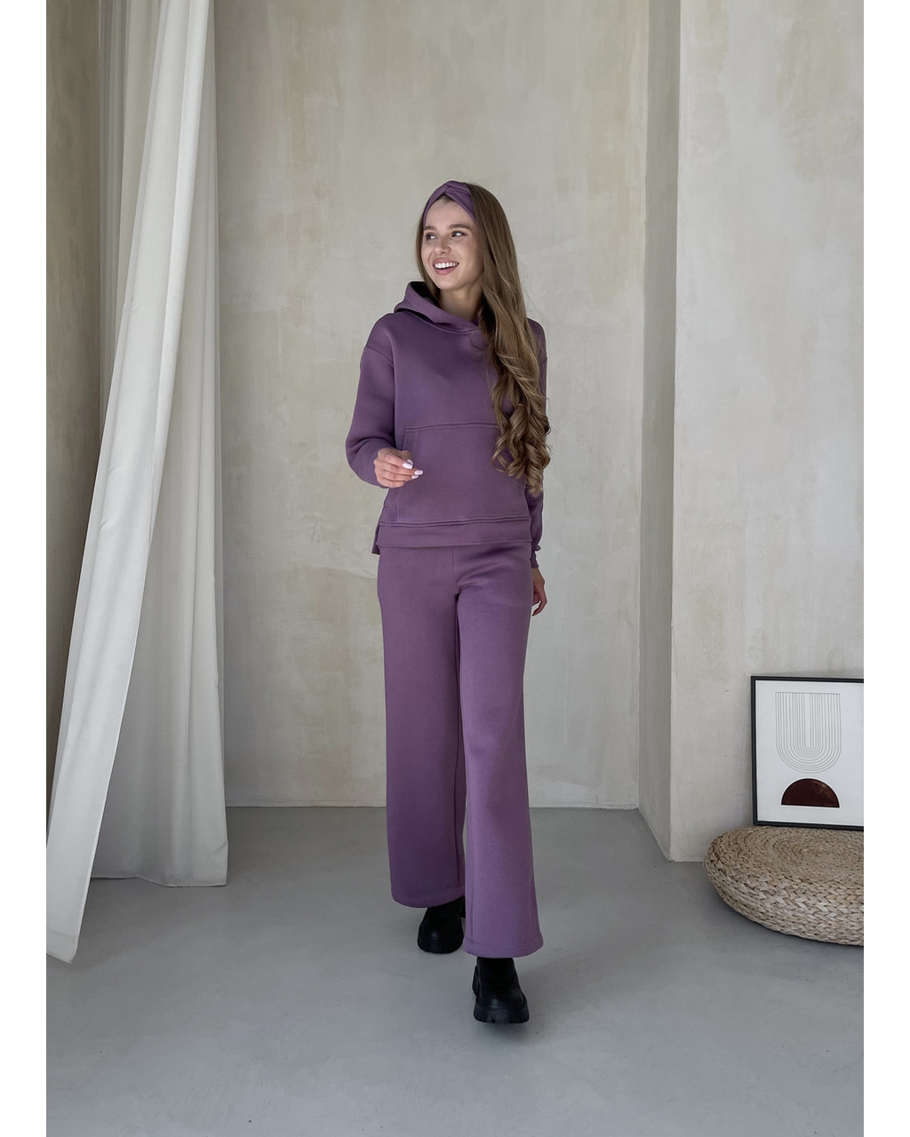 Теплый костюм с широкими штанами и худи фиолетовый Merlini Тулон 100001065