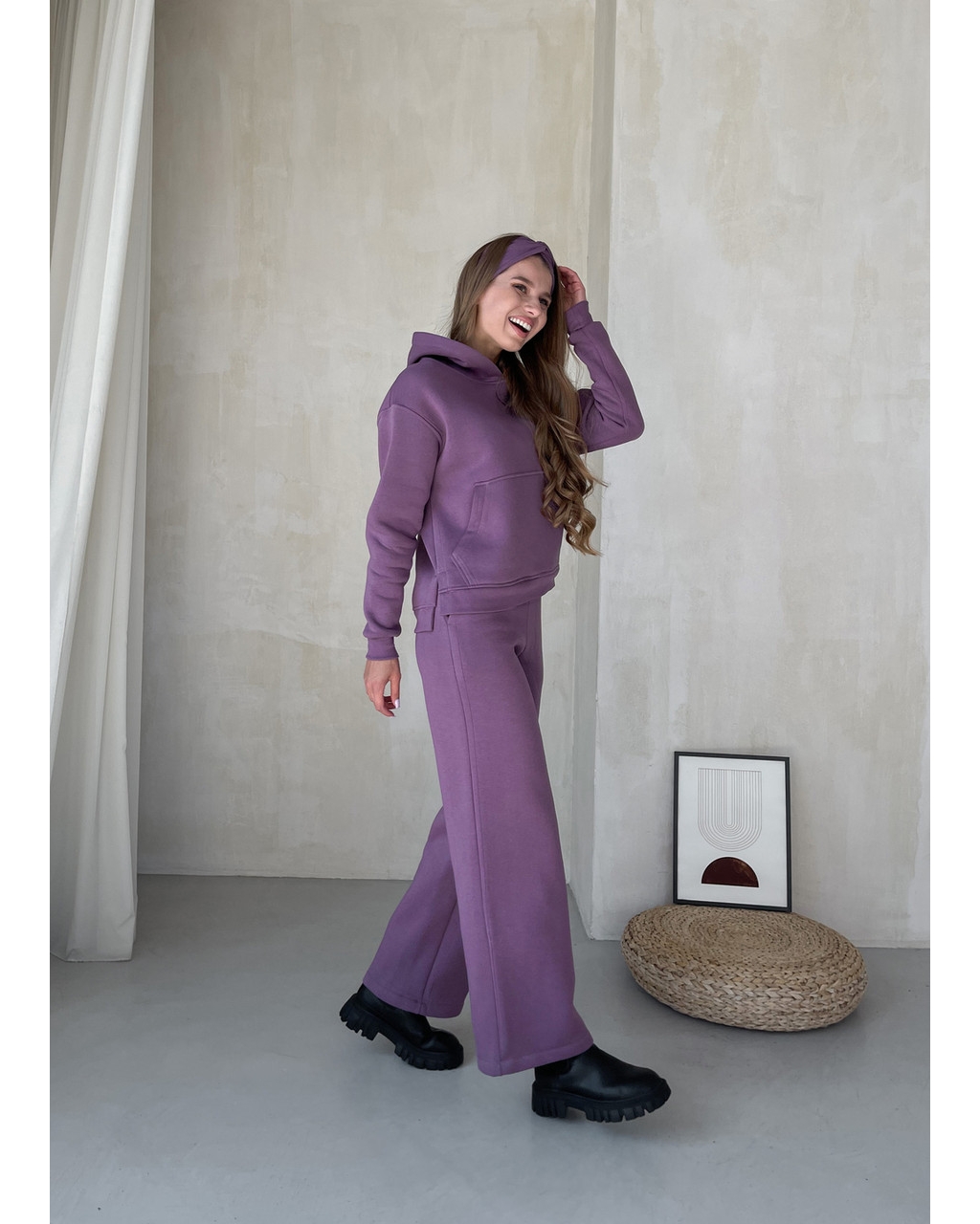 Теплый костюм с широкими штанами и худи фиолетовый Merlini Тулон 100001065