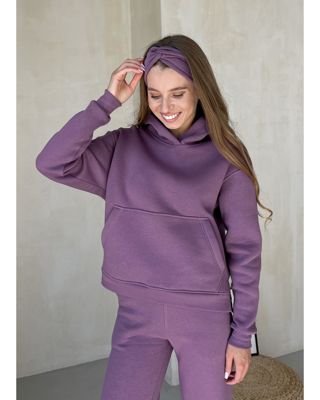 Теплый костюм с широкими штанами и худи фиолетовый Merlini Тулон 100001065