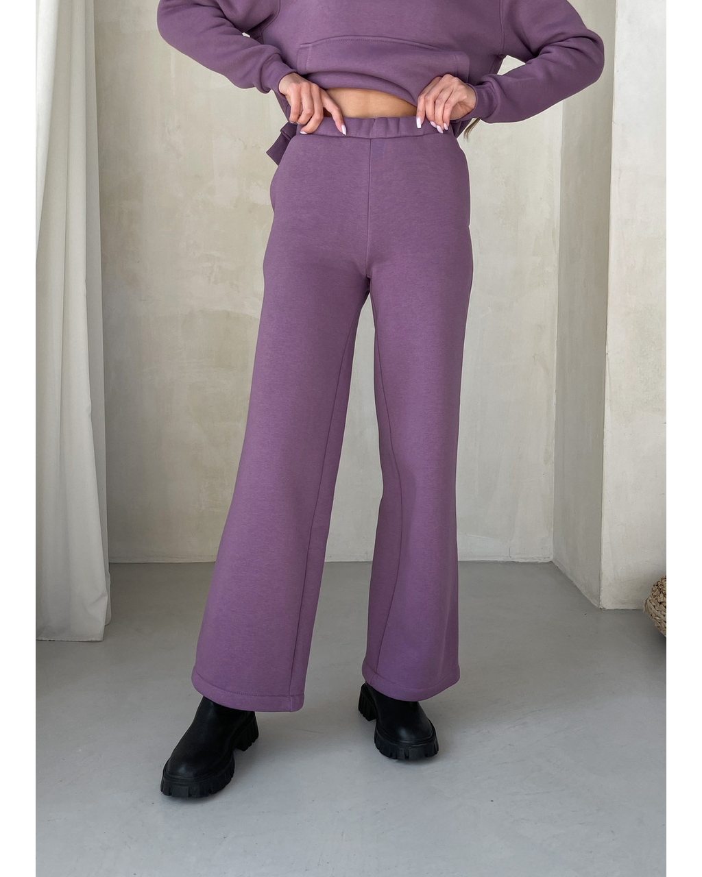 Теплый костюм с широкими штанами и худи фиолетовый Merlini Тулон 100001065