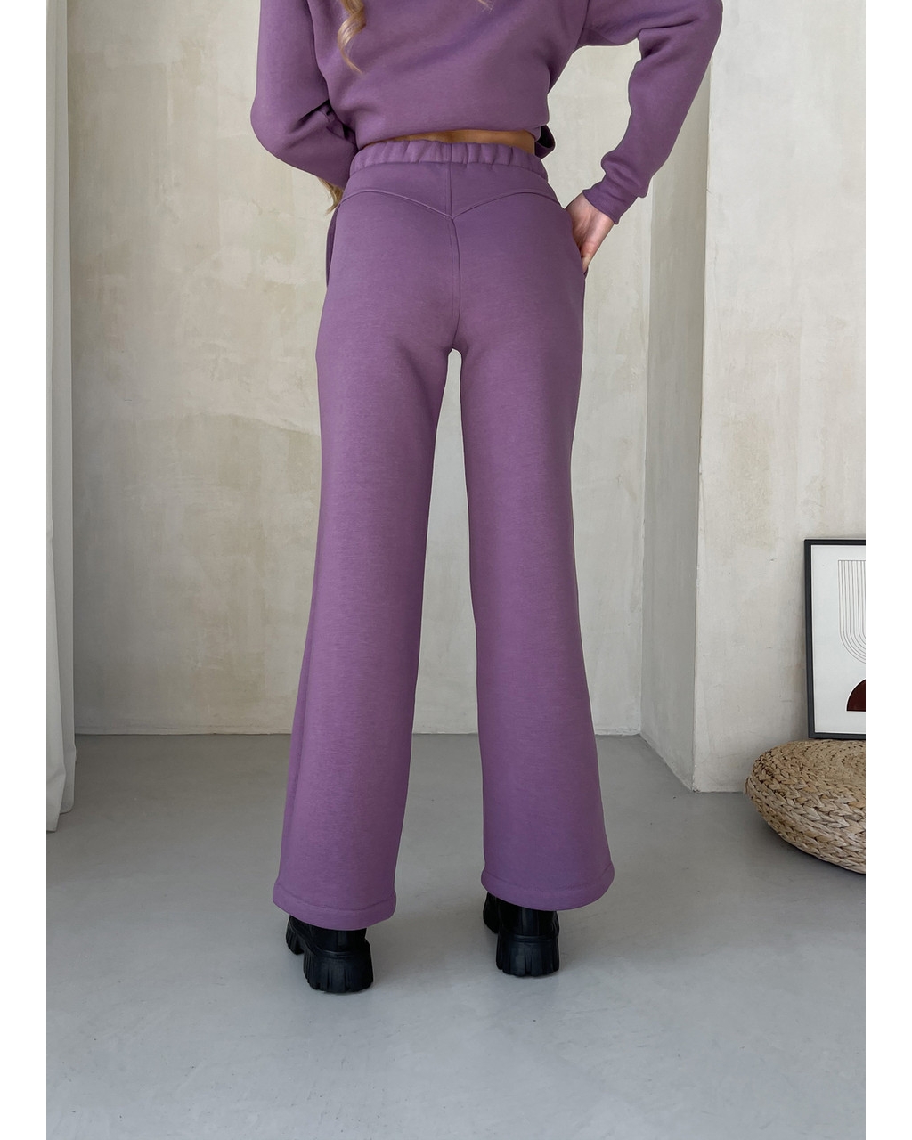 Теплый костюм с широкими штанами и худи фиолетовый Merlini Тулон 100001065