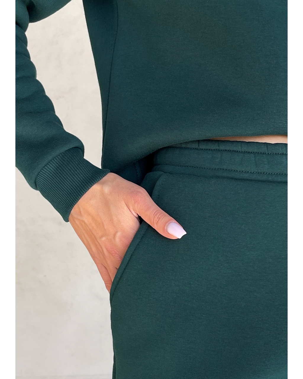 Теплый женский костюм с кофтой на молнии зелёный Merlini Анже 100001082