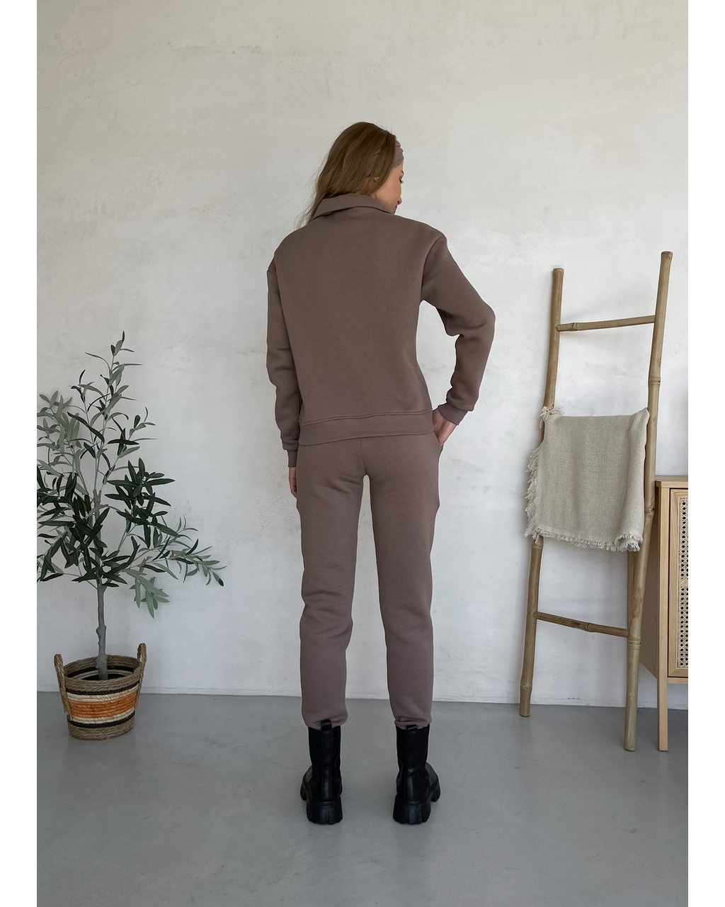 Теплый женский костюм с кофтой на молнии бежевый Merlini Анже 100001084