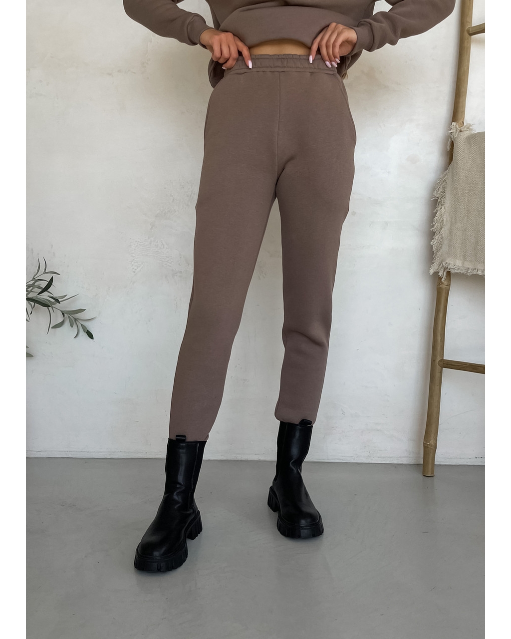 Теплый женский костюм с кофтой на молнии бежевый Merlini Анже 100001084