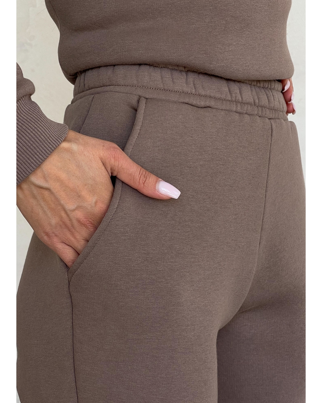 Теплый женский костюм с кофтой на молнии бежевый Merlini Анже 100001084