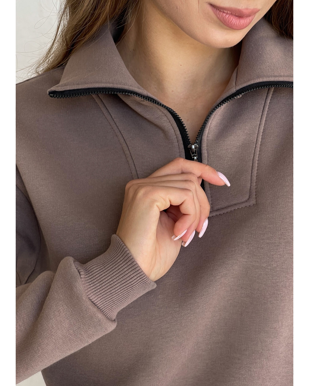 Теплый женский костюм с кофтой на молнии бежевый Merlini Анже 100001084