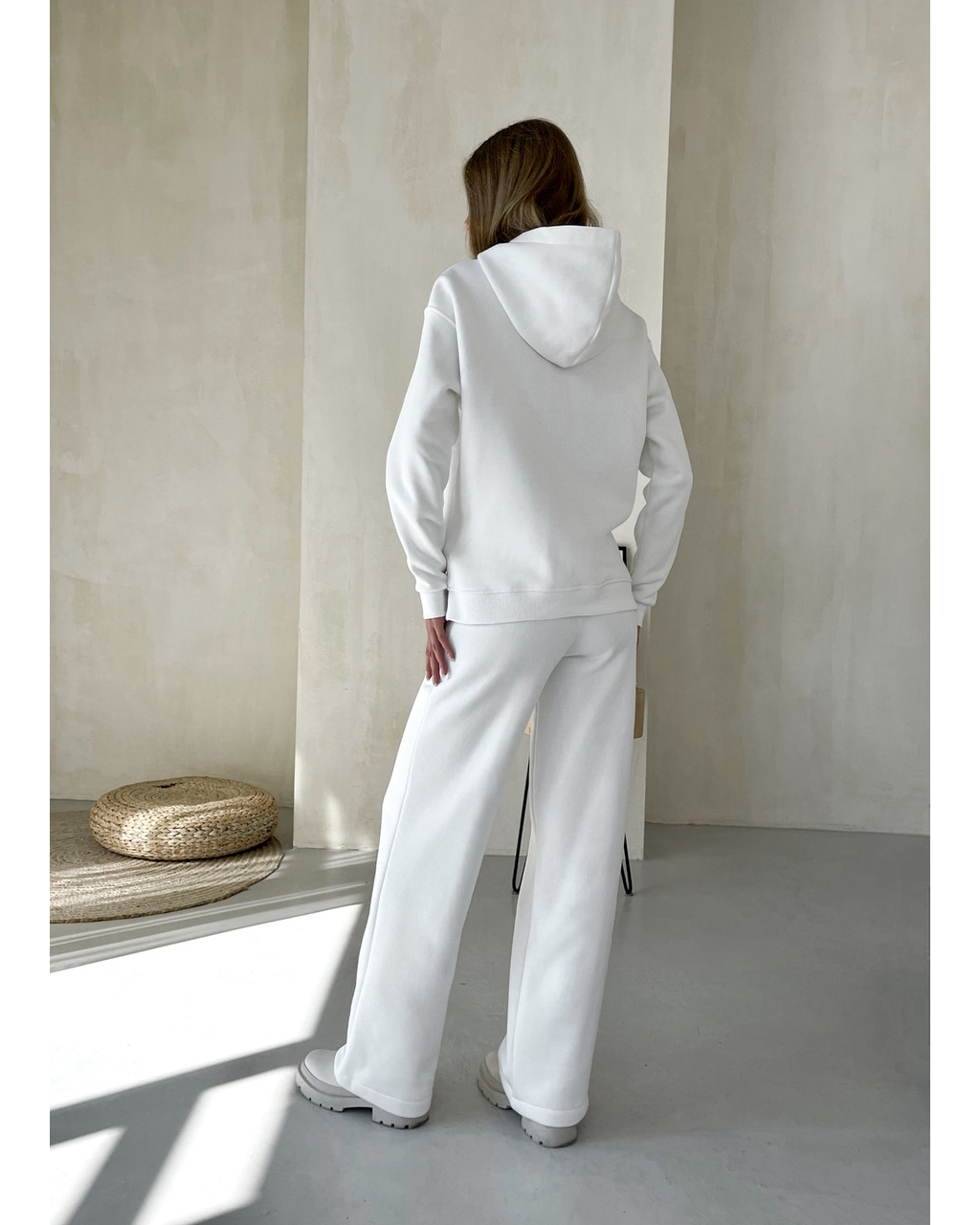 Теплый костюм с широкими штанами и худи белый Merlini Тулон 100001067