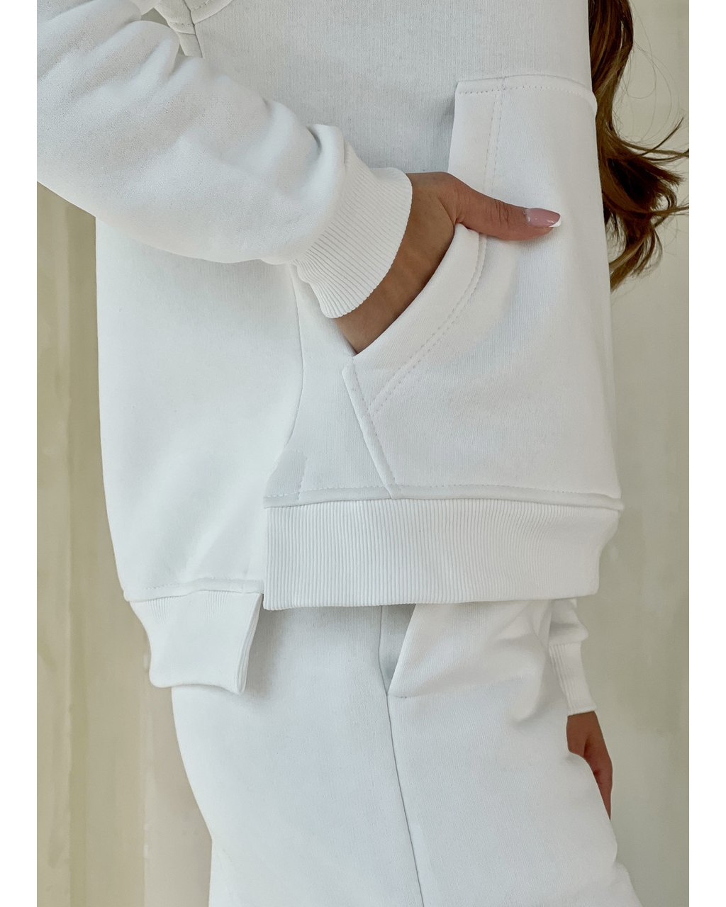 Теплый костюм с широкими штанами и худи белый Merlini Тулон 100001067