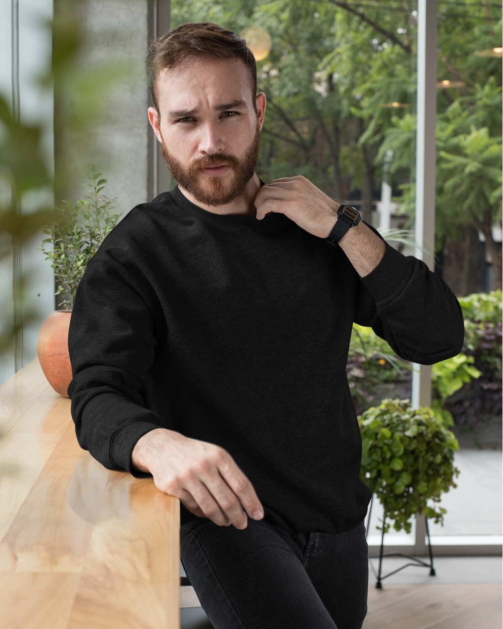 Теплий чоловічий світшот чорний