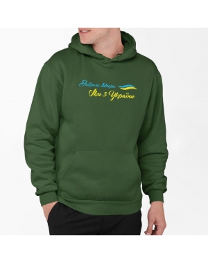 Худи мужской принтованый трехнитка  (хаки)