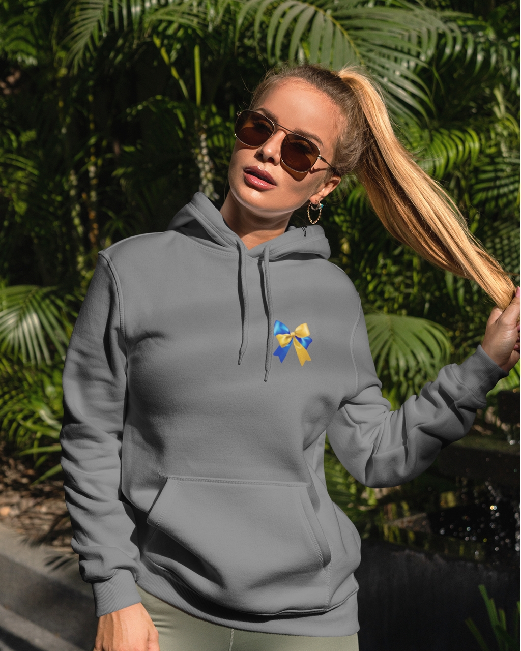 Толстовка трёхнитка женская патриотическая темно-серый Mishe 22000014