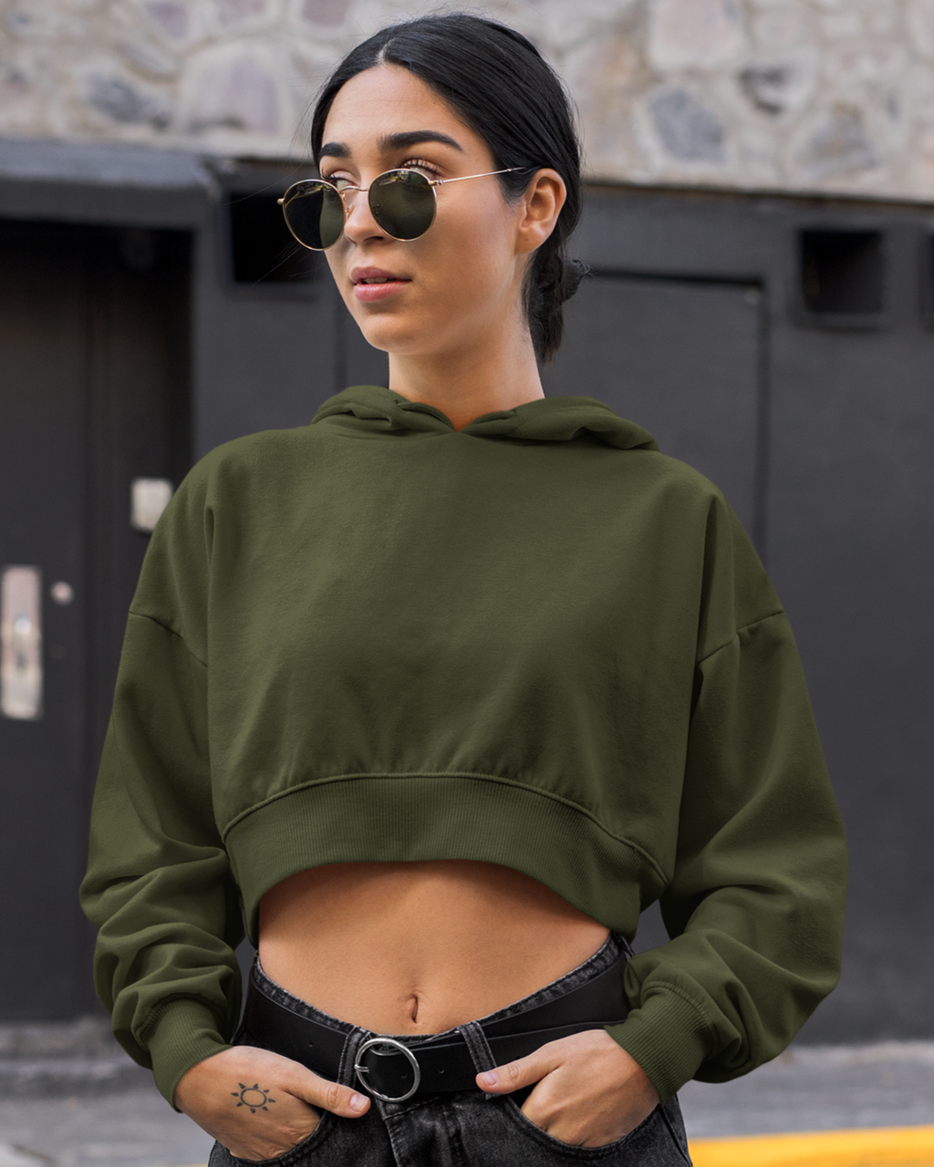 Толстовка тринитка укорочена жіноча хакі Mishe 220002