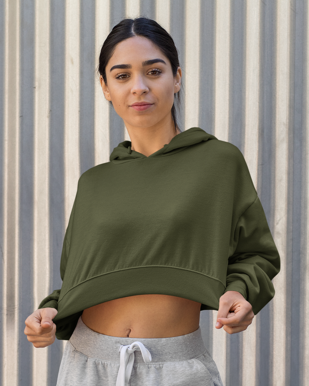 Толстовка тринитка укорочена жіноча хакі Mishe 220002